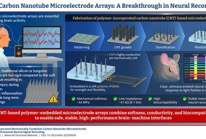 Hybrid nanotube electrodes developed for safer brain machine interfaces phys org