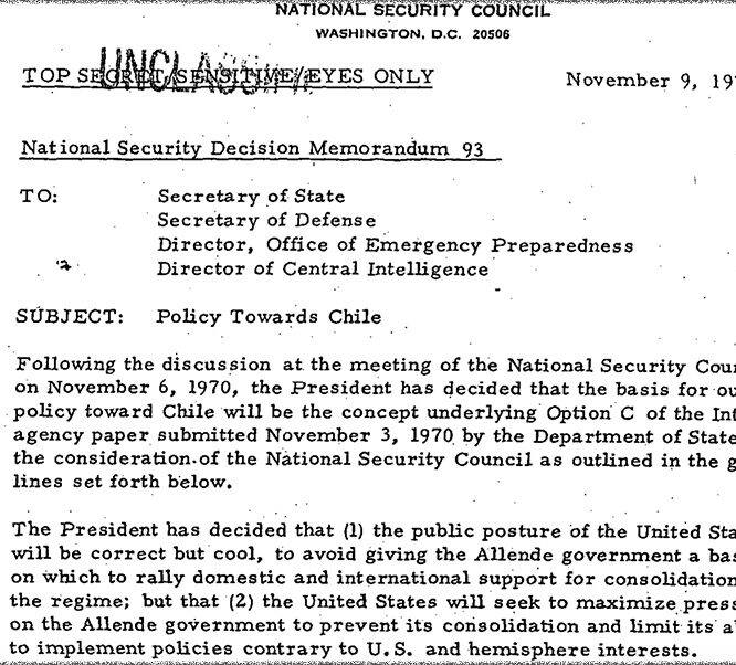 Covert action in chile the significance of the church committee report 50 years later national security archive